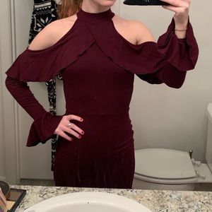 deep maroon/purple ASOS dress with slit